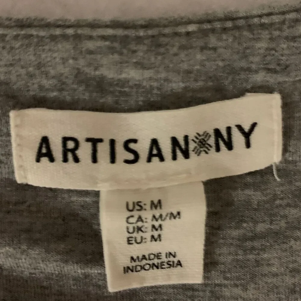 Artisan NY Gray Sleeveless Maxi Dress Size M Soft Stretch Knit V-Neck Waistband - Picture 7 of 8